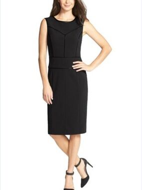 ELEGANT LBD. Capsule MUST!Carlisle Sleek Black Sleeveless Midi Dress. Sz 8. EUC!